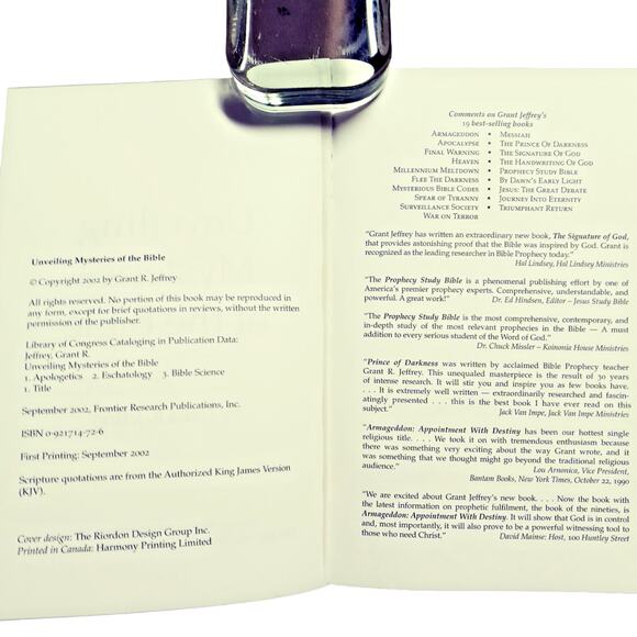 Unveiling Mysteries of the Bible 1st Ed Faith Christian Book Grant R. Jeffrey - Picture 5 of 7